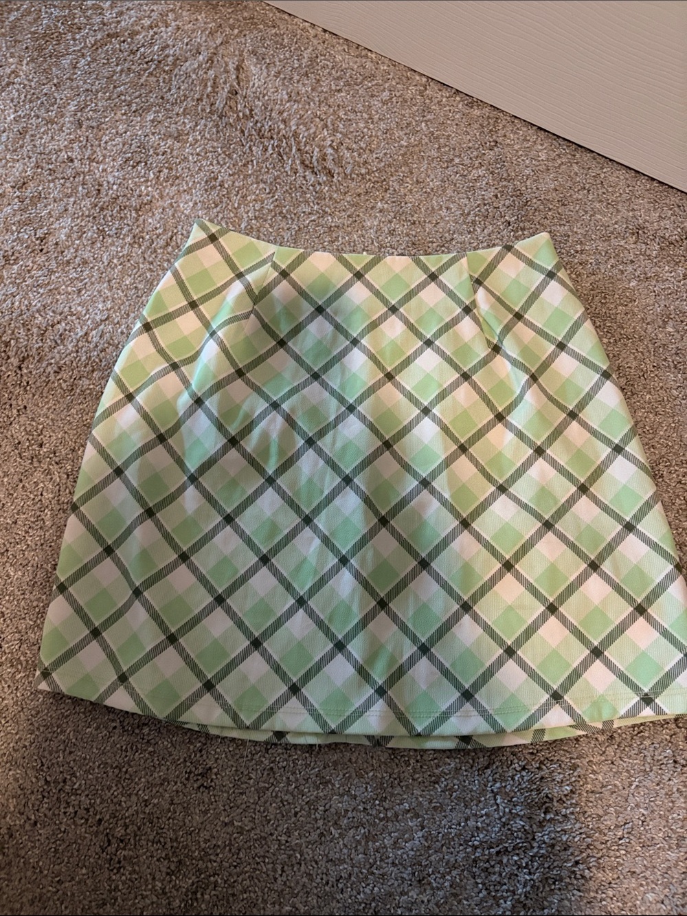 Altar'd State Pastel Green Plaid Mini Skirt